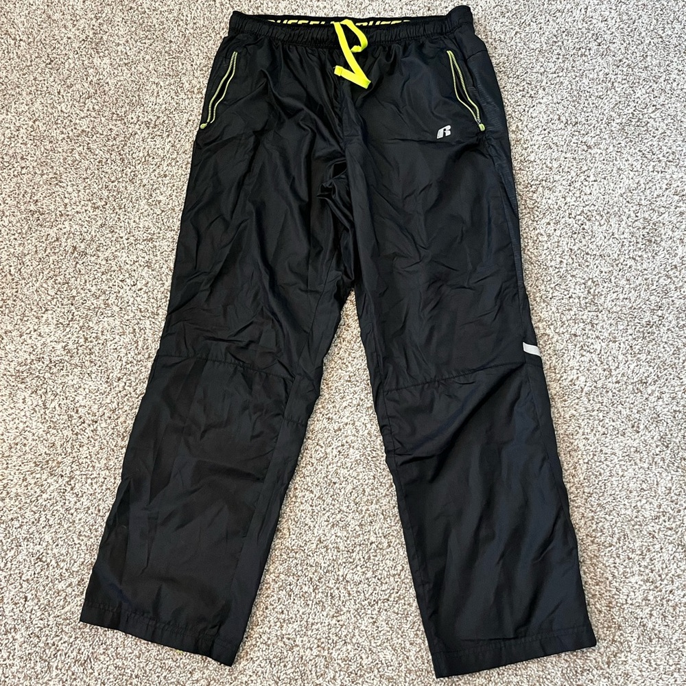 Russell Athletic Black Track Pants with Neon Accents